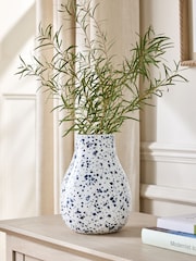 White/Blue Splatter Ceramic Vase - Image 1 of 5