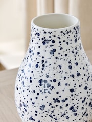 White/Blue Splatter Ceramic Vase - Image 3 of 5