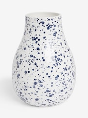 White/Blue Splatter Ceramic Vase - Image 4 of 5