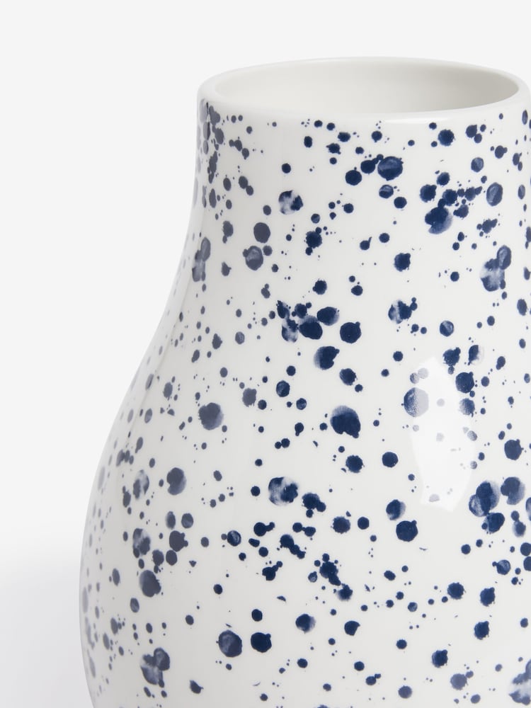 White/Blue Splatter Ceramic Vase - Image 5 of 5