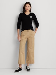 Lauren Ralph Lauren Button Trim Cable Knit 100% Cotton Jumper - Image 3 of 8