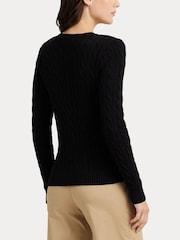 Lauren Ralph Lauren Button Trim Cable Knit 100% Cotton Jumper - Image 5 of 8