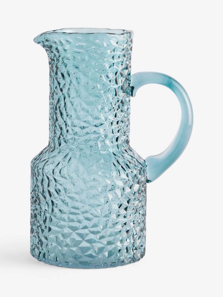 Blue Textured Glass Jug Vase - Image 2 of 5