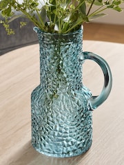 Blue Textured Glass Jug Vase - Image 4 of 5
