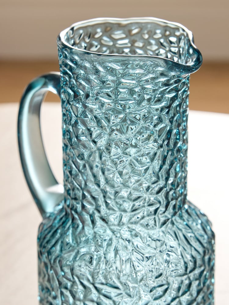 Blue Textured Glass Jug Vase - Image 5 of 5