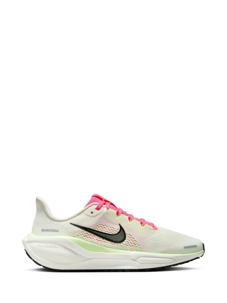 Nike Off White Pink Youth Air Zoom Pegasus 41 Running Trainers - Image 3 of 11