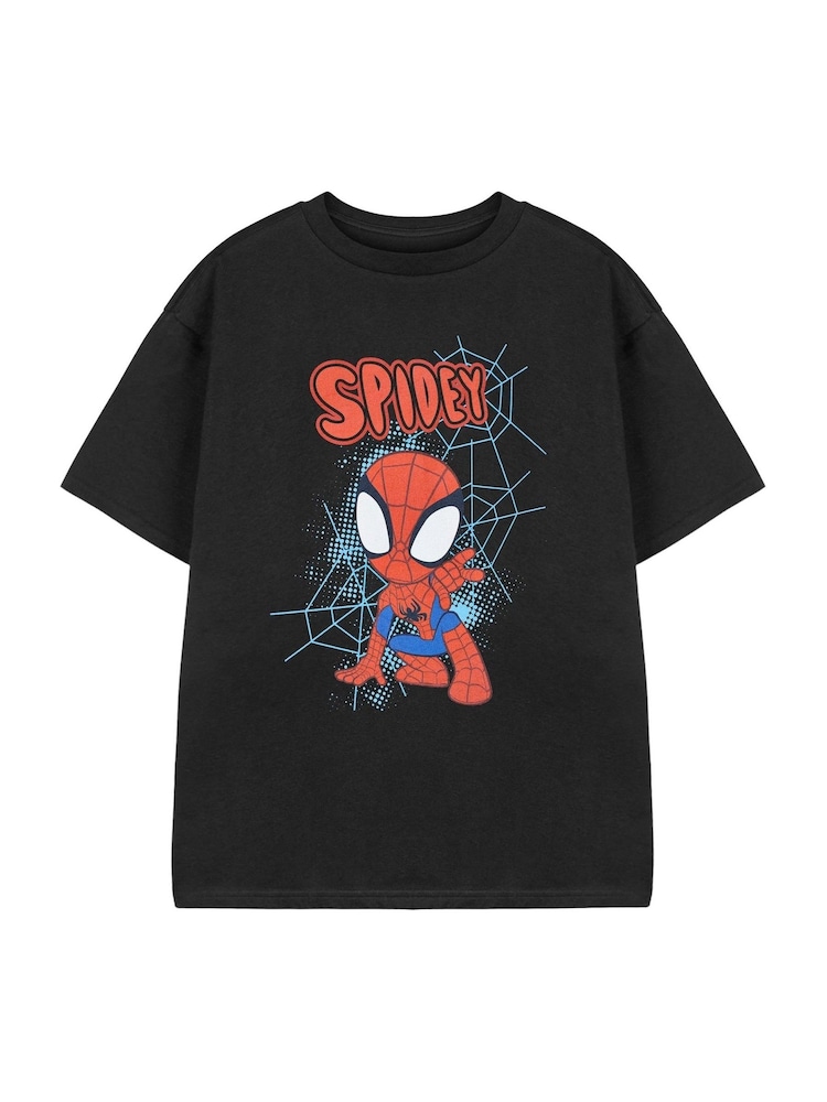 أسود - تيشيرت بترخيص من Spidey And His Amazing Friends للأولاد مصنوع من خامة %100 قطن من Shipping Harbour - صورة 1 من 6