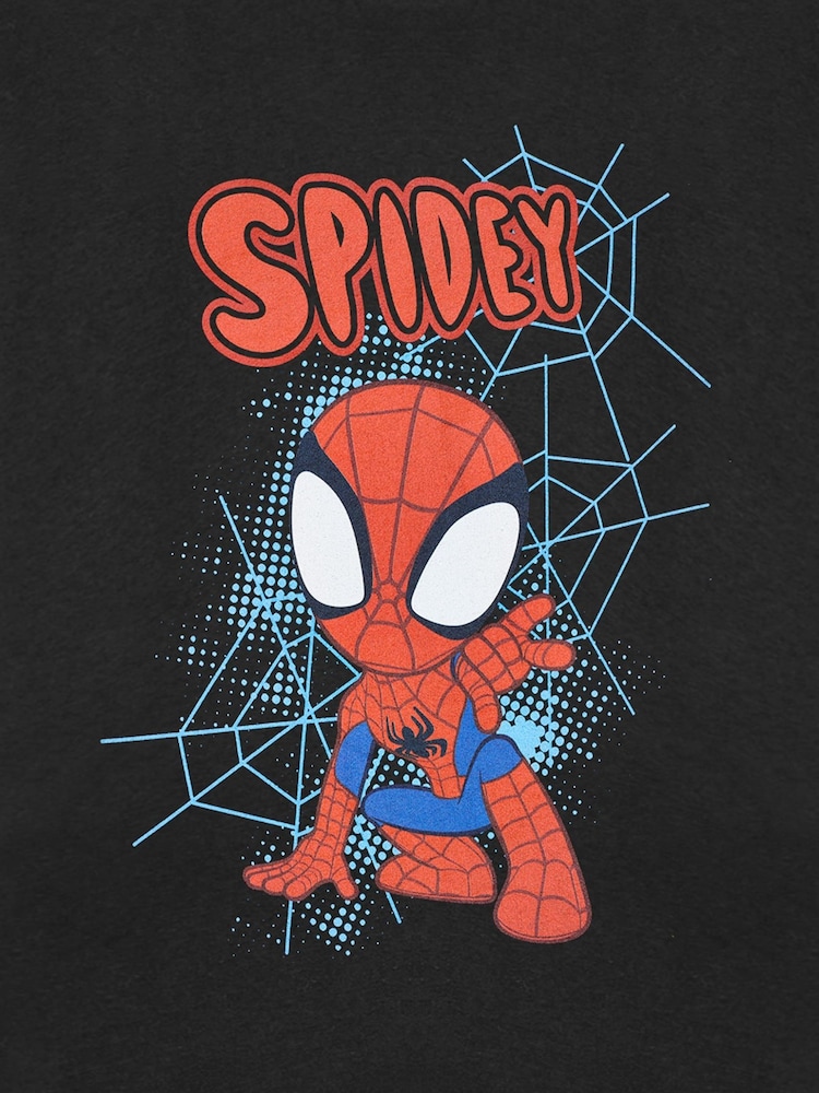 أسود - تيشيرت بترخيص من Spidey And His Amazing Friends للأولاد مصنوع من خامة %100 قطن من Shipping Harbour - صورة 6 من 6