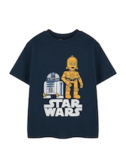 تيشرت بطبعة Star Wars R2-D2 and C-3PO مرخصة للأولاد مصنوع من خامة %100 قطن من Vanilla Underground - صورة 1 من 6
