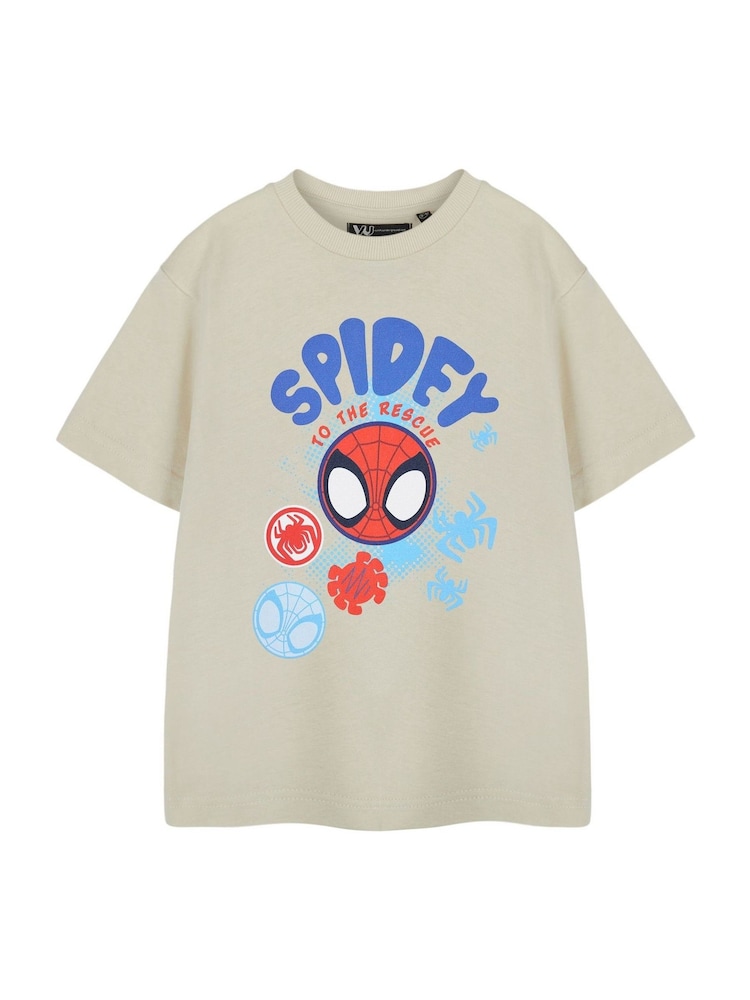 كريم - تيشيرت بترخيص من Spidey And His Amazing Friends للأولاد مصنوع من خامة %100 قطن من Shipping Harbour - صورة 1 من 6