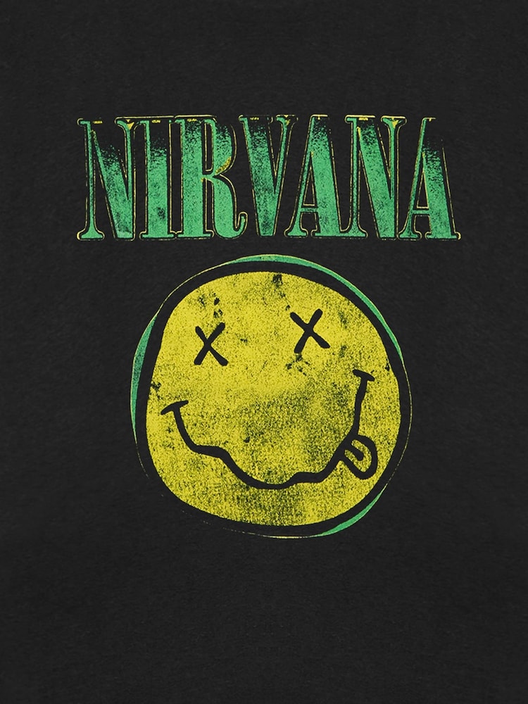 أسود - تيشرت من القطن 100% بطبعة Nirvana مرخّصة من Vanilla Underground Kid - صورة 6 من 6