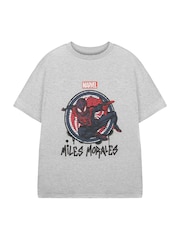 Vanilla Underground Light Grey Boys Marvel Spiderman Licensed 100% Cotton T-Shirt - Image 1 of 6