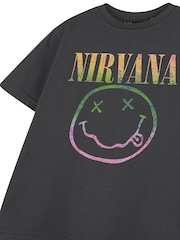 رمادي - تيشرت من القطن 100% بطبعة Nirvana مرخّصة من Vanilla Underground Kid - صورة 3 من 6