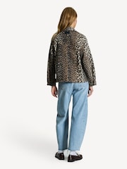 GANNI Brown Leopard Print Denim Jacket - Image 2 of 8