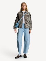 GANNI Brown Leopard Print Denim Jacket - Image 3 of 8
