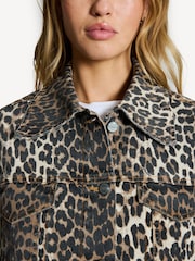 GANNI Brown Leopard Print Denim Jacket - Image 4 of 8