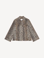 GANNI Brown Leopard Print Denim Jacket - Image 8 of 8