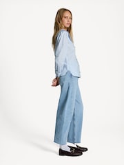GANNI Grey Poplin Frill Collar Shirt - Image 3 of 8