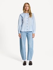 GANNI Grey Poplin Frill Collar Shirt - Image 4 of 8