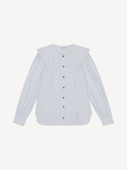 GANNI Grey Poplin Frill Collar Shirt - Image 7 of 8