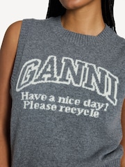 GANNI Grey Graphic Wool Vest - Image 5 of 5