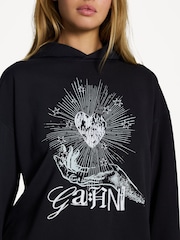 GANNI Black Oversized Isoli Heart Hoodie - Image 5 of 6