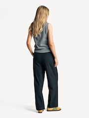 GANNI Black Mid Waist Loose Fit Pleat Trousers - Image 3 of 8