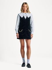 GANNI Black Stretch Corduroy Mini Dress - Image 1 of 6
