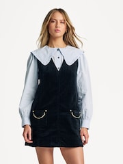 GANNI Black Stretch Corduroy Mini Dress - Image 4 of 6