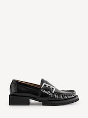 GANNI Black Feminine Buckle Naplack Loafers - Image 1 of 5