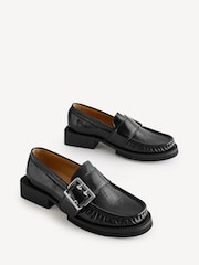 GANNI Black Feminine Buckle Naplack Loafers - Image 2 of 5