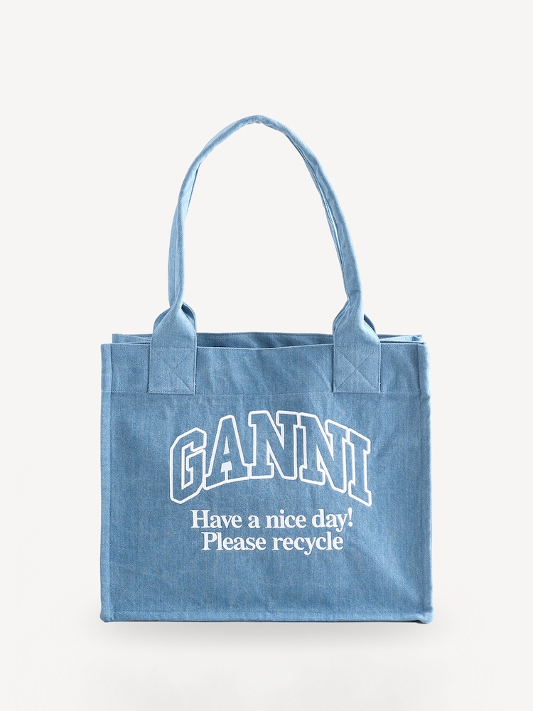 GANNI Blue Large Easy Shopper Denim Bag - Image 1 of 7