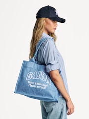 GANNI Blue Large Easy Shopper Denim Bag - Image 2 of 7