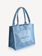 GANNI Blue Large Easy Shopper Denim Bag - Image 4 of 7