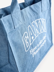 GANNI Blue Large Easy Shopper Denim Bag - Image 6 of 7