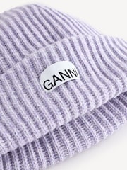 GANNI Purple Structured RIb Beanie - Image 3 of 4