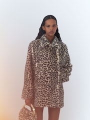 GANNI Brown Faux Fur Jacket - Image 5 of 6