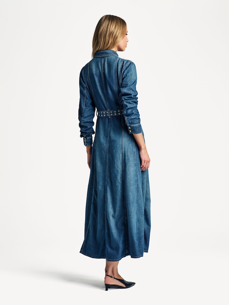 Ganni Blue Light Denim Maxi Dress - Image 2 of 6