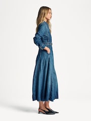 Ganni Blue Light Denim Maxi Dress - Image 3 of 6