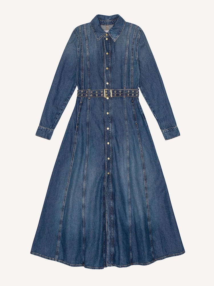 Ganni Blue Light Denim Maxi Dress - Image 6 of 6