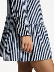 Ganni Black Stripe Large Collar Mini Shirt Dress - Image 5 of 5