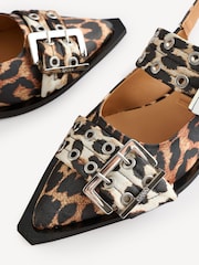 GANNI Brown Feminine Buckle Print Ballerinas - Image 3 of 5