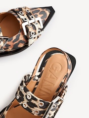 GANNI Brown Feminine Buckle Print Ballerinas - Image 4 of 5