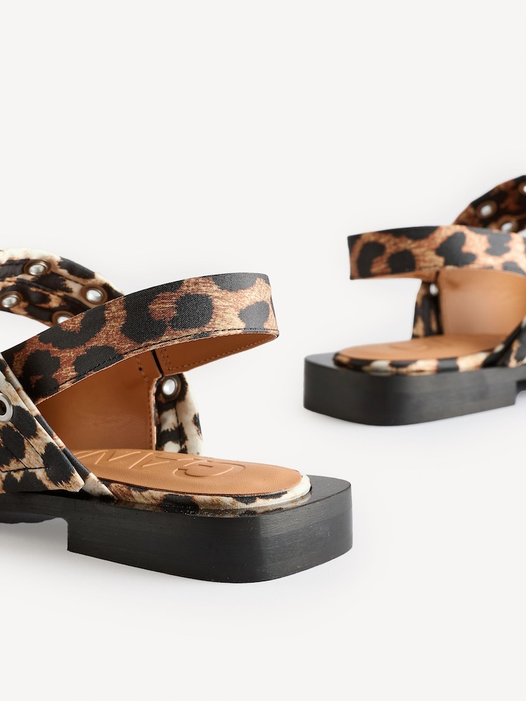GANNI Brown Feminine Buckle Print Ballerinas - Image 5 of 5