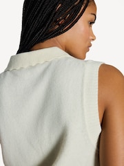 Ganni Cream Graphic Wool Mix Collar Vest - Image 6 of 6