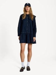 Ganni Blue Poplin Large Collar Mini Shir Dress - Image 1 of 5