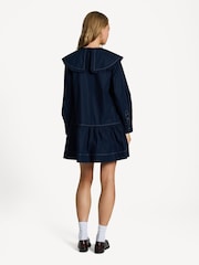 Ganni Blue Poplin Large Collar Mini Shir Dress - Image 2 of 5