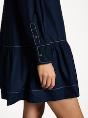 Ganni Blue Poplin Large Collar Mini Shir Dress - Image 5 of 5