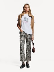 GANNI White Relaxed Kittens Graphic Print T-Shirt - Image 2 of 4