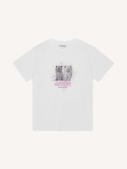 GANNI White Relaxed Kittens Graphic Print T-Shirt - Image 4 of 4